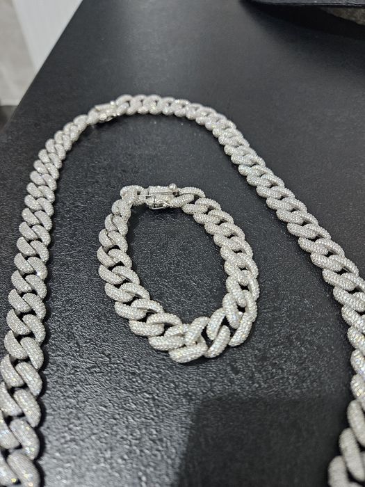 Lant, brățară argint 925, cu pietre zirconiu. Nou!