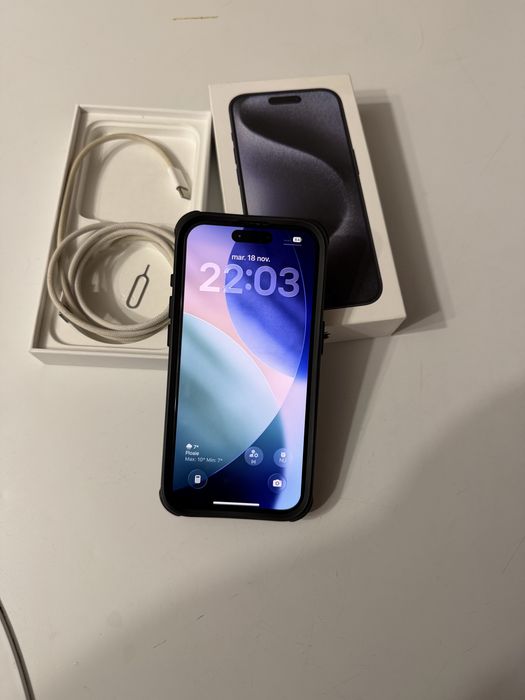 Telefon mobil Apple iPhone 15 Pro, 128GB, 5G, Blue Titanium