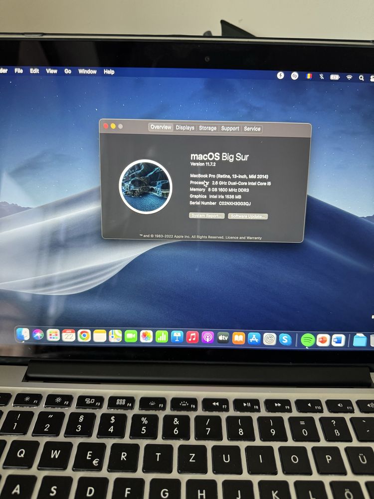 Vand Macbook Pro 13 inch mid 2014