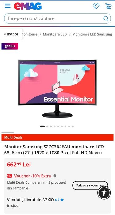 Monitor Samsung Curbat 27"