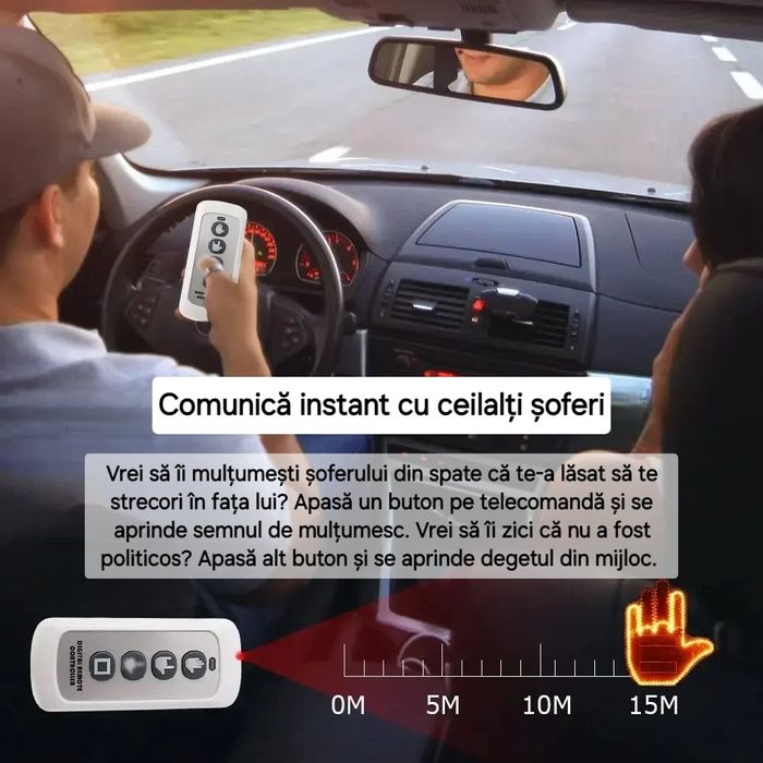 Lampă auto cu gesturi de mână: Salut, Rock On, Mijlociul. Telecomandă.