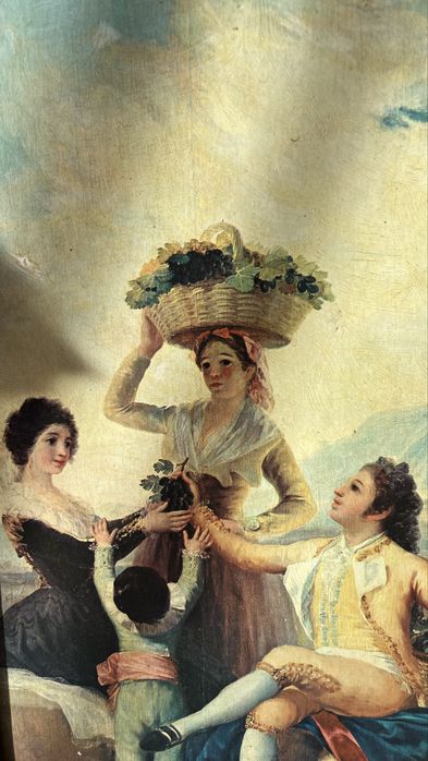 Tablou vintage – reproducere litografică după Goya, în ramă aurie