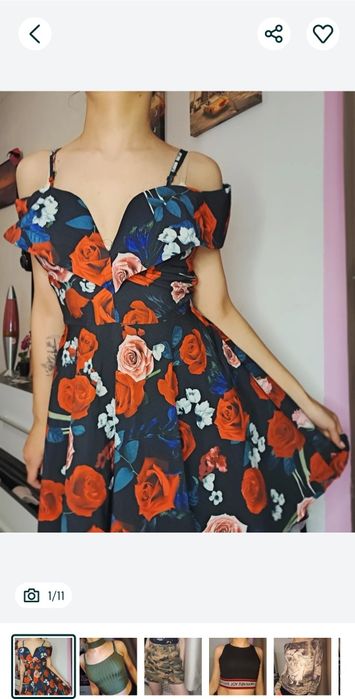 Елегантни рокли втора ръка с рози и бежава