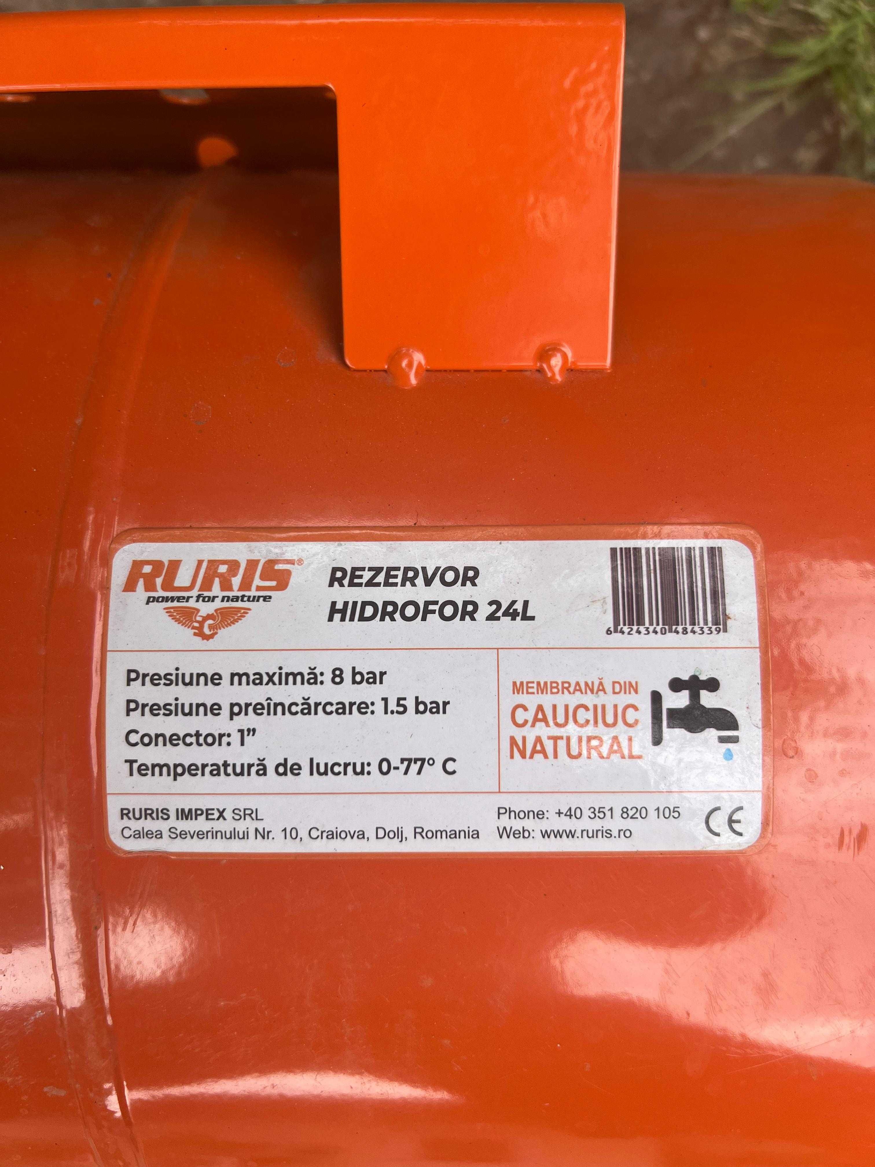 Vas expansiune hidrofor, orizontal, otel, 24 l, 8 bar Ruris