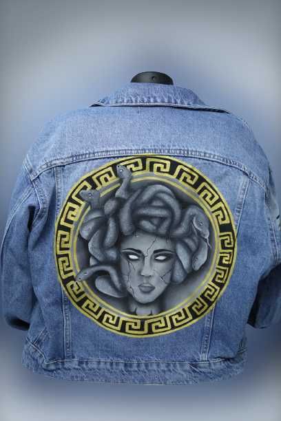 Geaca denim pictata manual