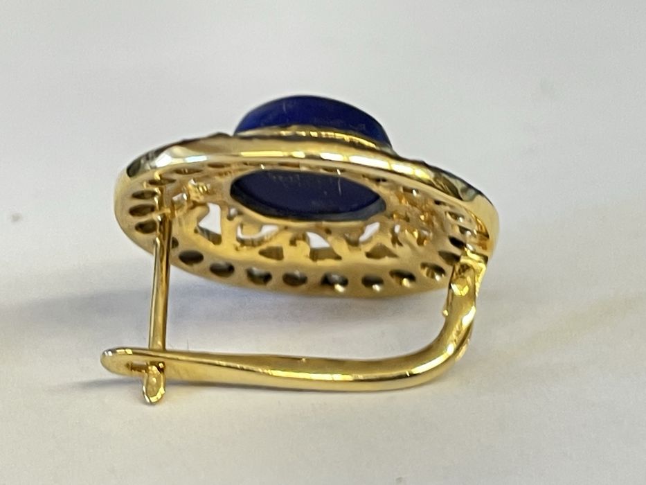 Cercei cu diamante, lapis lazuli. Stil Vintage.
