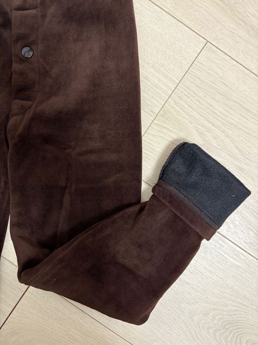 Colanti maro de catifea vătuiți