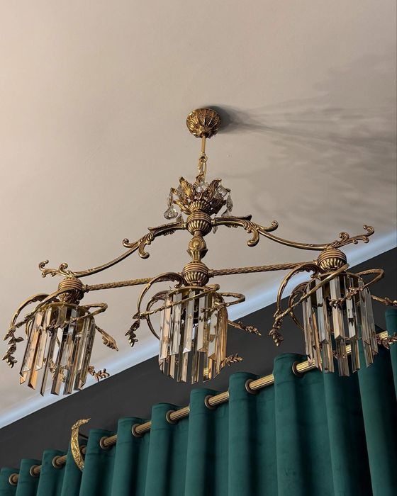 candelabru bronz masiv- cristal