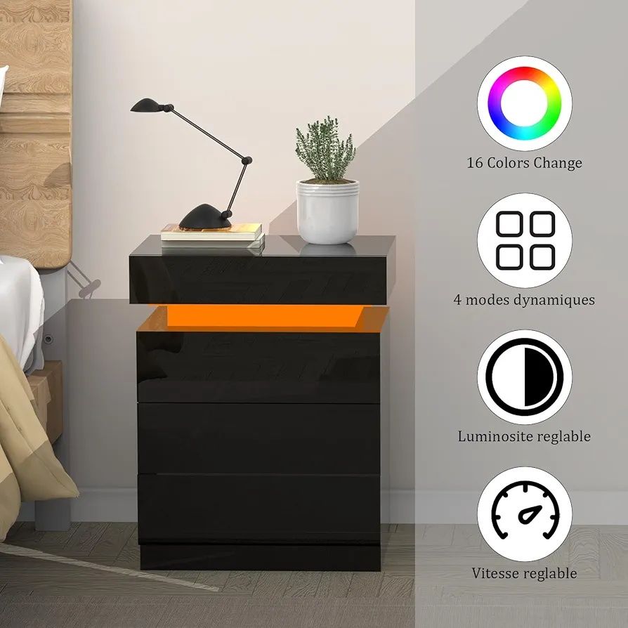 Шкафче с  LED осветление и  3 чекмеджета,