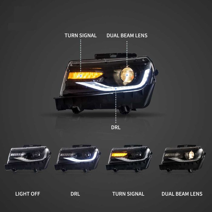 Комплект фарове с динамични мигачи за Chevrolet Camaro 2014 - 2015
