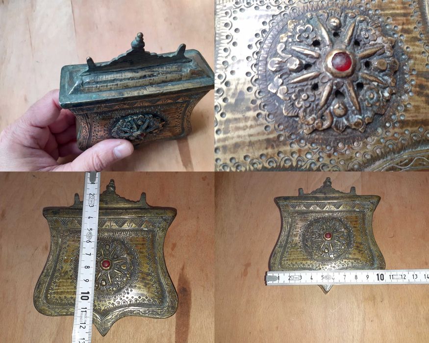 Стара възрожденска паласка фишекчийница барутница бронз