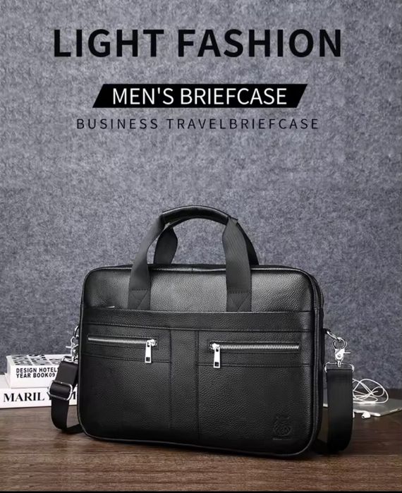 Професионално/Елегантна кожена бизнес чанта(офис куфарче за лаптоп 15)