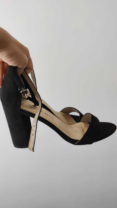 Sandale negre, piele intoarsa, 40 Benvenuti