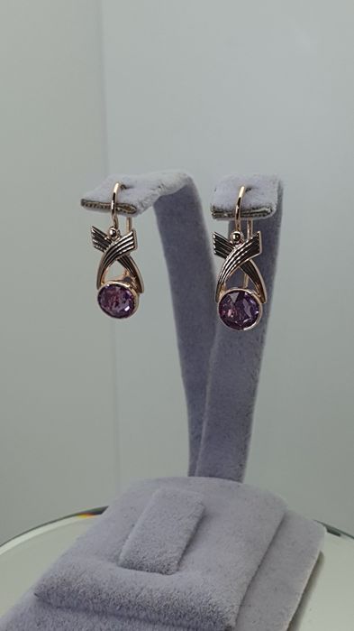 Cccр 1978год Ленинградские заводские серьги Галстук с Корунд Александр