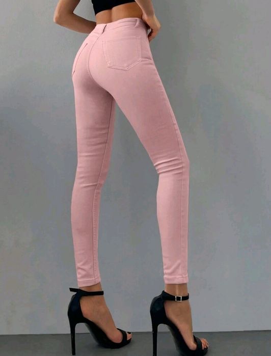 Blugi skinny sexy damă albaștrii/roz