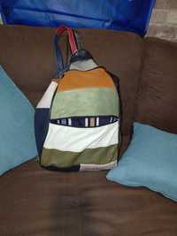 Многоцветна Раница-чанта от естествена кожа