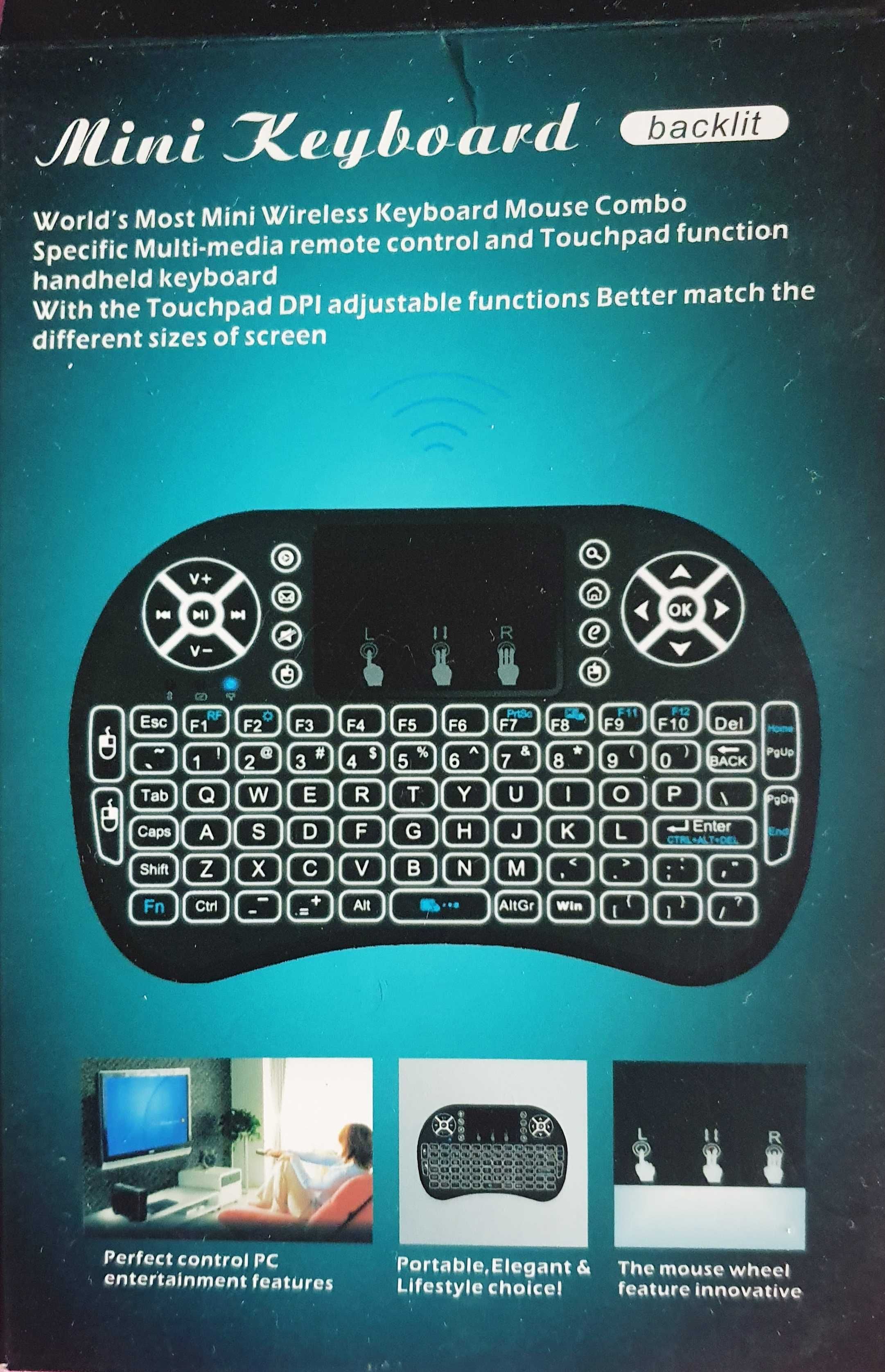 Minitastatura iluminata wireless cu acumulator si cu Touch Pad