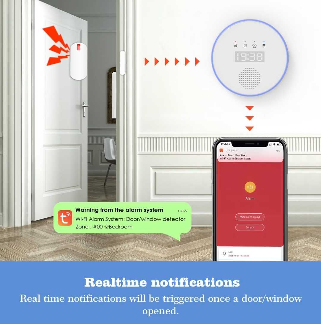 Безжична домашна аларма YISEELE WIFI 2.4G/5G, 15 части, Smart, Alexa