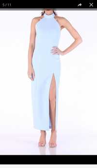 rochie  TGH Fashion bleu pe gat