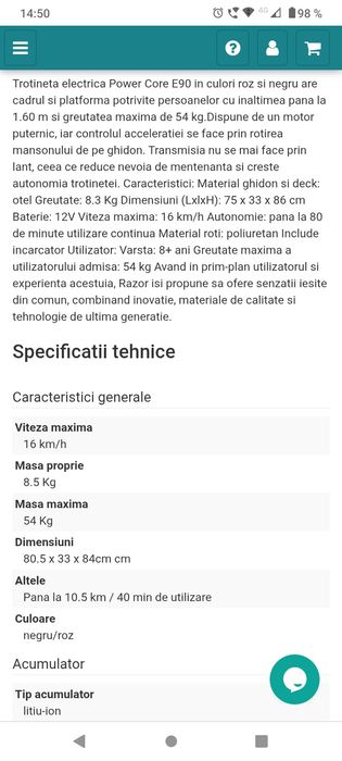 Vând trotinetă razor e90