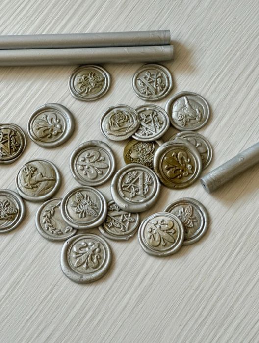 20 Sigilii ceara autoadezive | argintiu | realizate manual