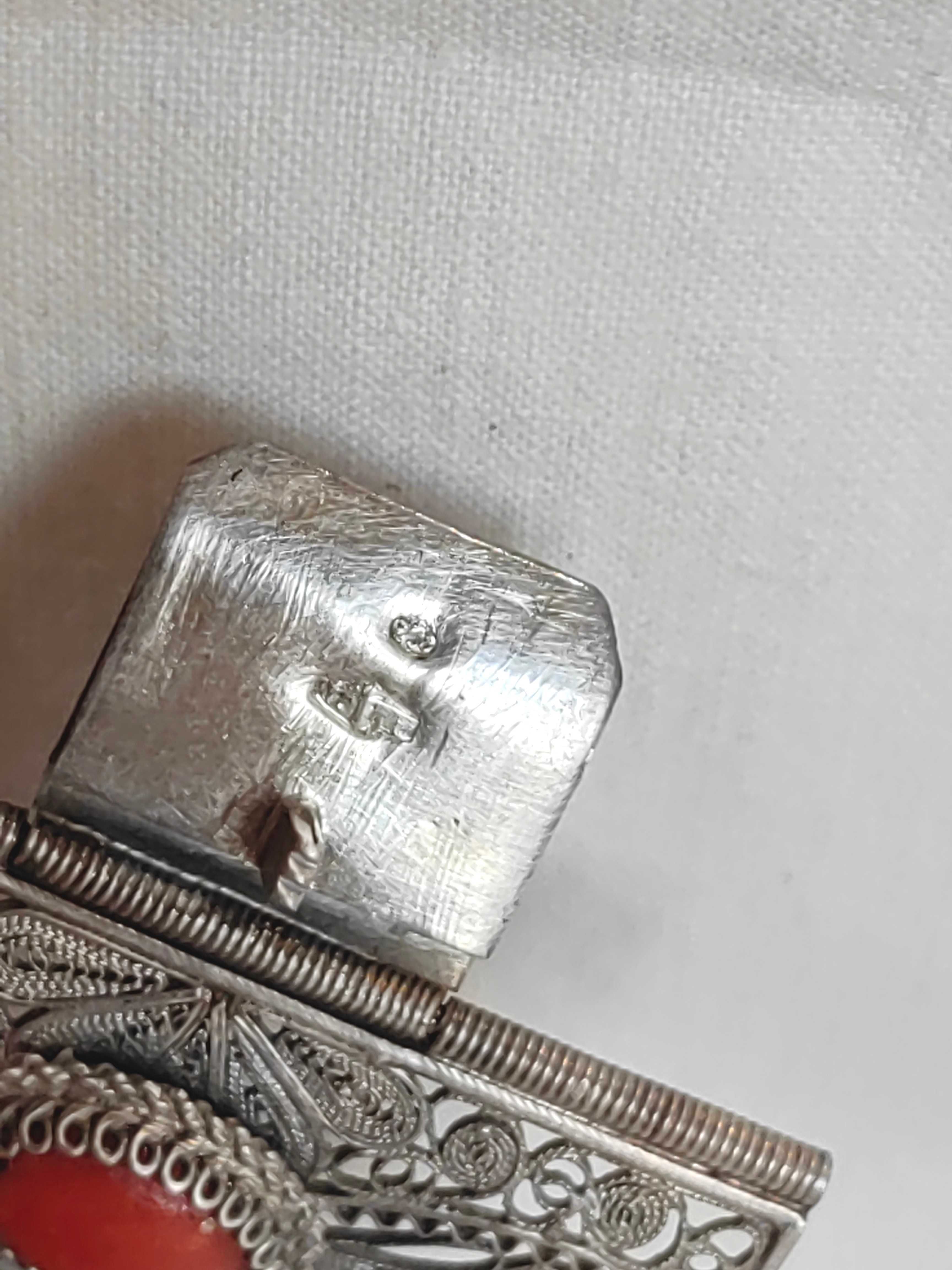 Уникална Старинна Сребърна Филигранна Гривна с Корали 19 век