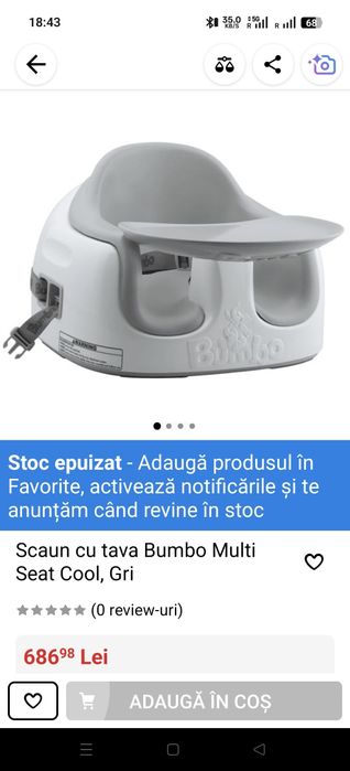 Scaun cu tavă Bumbo Multi Seat Cool, gri.