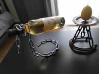 Suport lanț pt.sticla vin,suport lumânare, inox, cupru