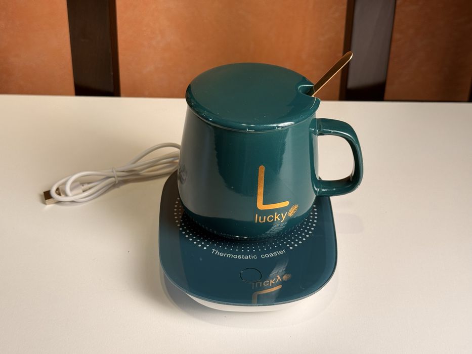Cana de birou cadou cu încalzitor USB - Verde