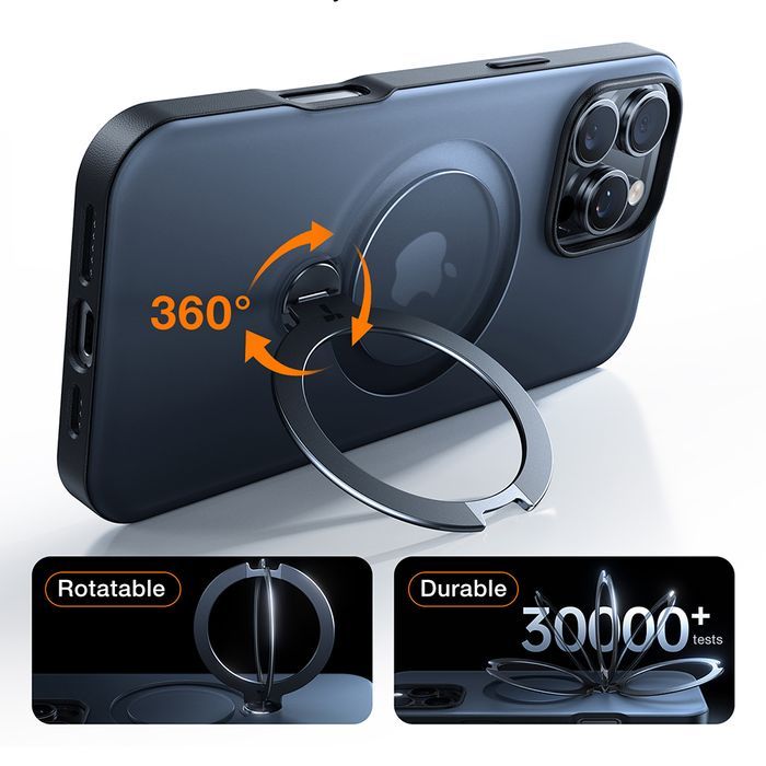 Husa pentru iPhone 17 - Torras Ostand Spin MagSafe Series - Black