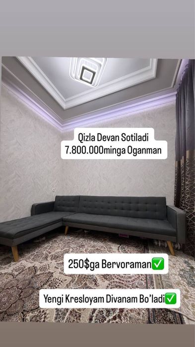 Mehmonhona uchun ugolok mebel sotiladi