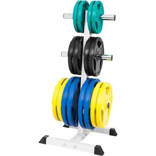 Suport discuri olimpice cu 3 bare 50/51 mm Negru/Alb
