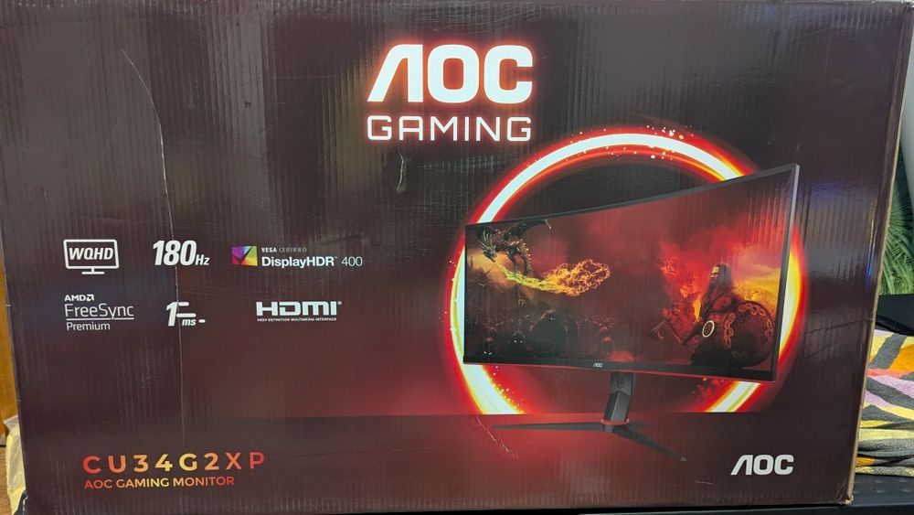 Vând Monitor Gaming AOC, Curbat, 34", VA, WQHD, 180Hz, 1ms, HDR400