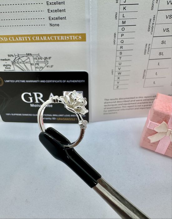 Сребърен пръстен с мойсанит (Диамант) 0.5 карата