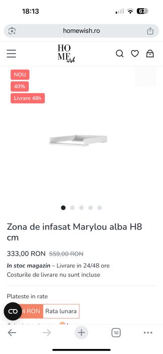 Masa infasat pentru bebelusi atasabila unei comode