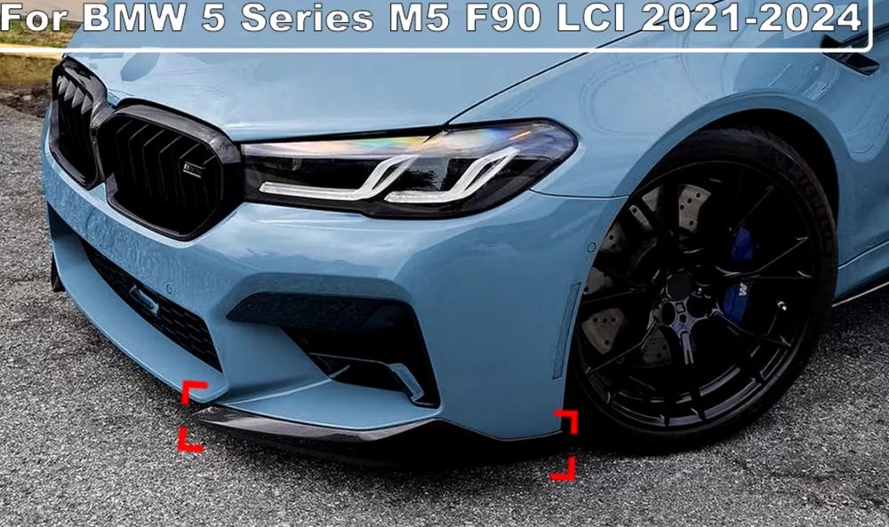 Prelungiri laterale spoiler negru-lucios pentru BMW M5 F90 2020up LCI Prelungiri bara fata bmw g30 g31 F90