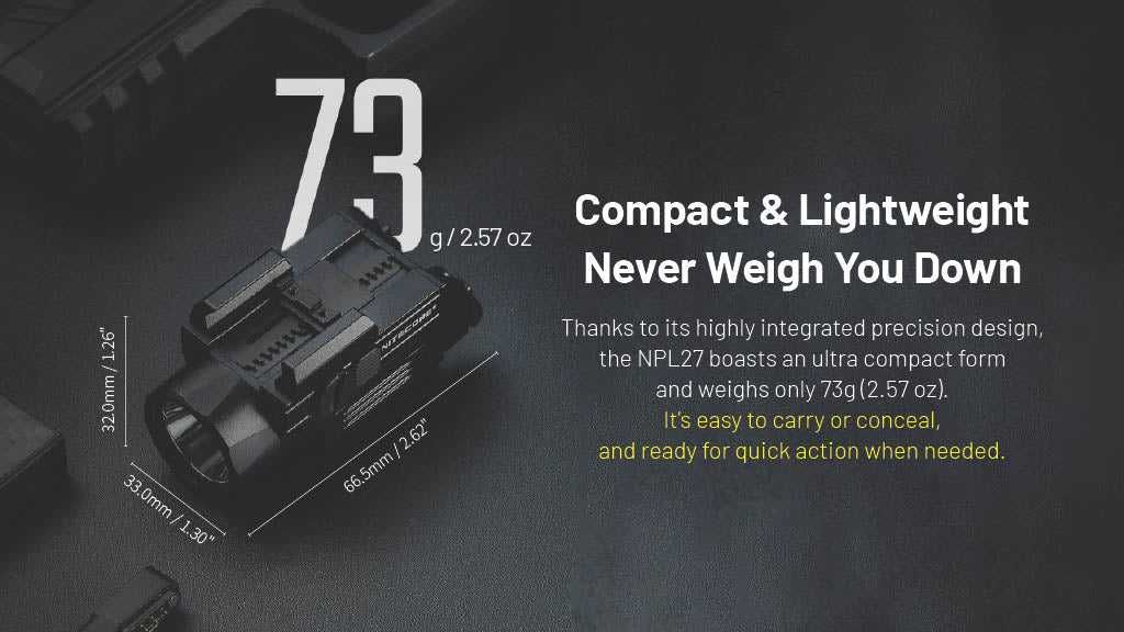 Тактически прожектор за пистолет NITECORE NPL27 410 метра, ЧИСТО НОВ!