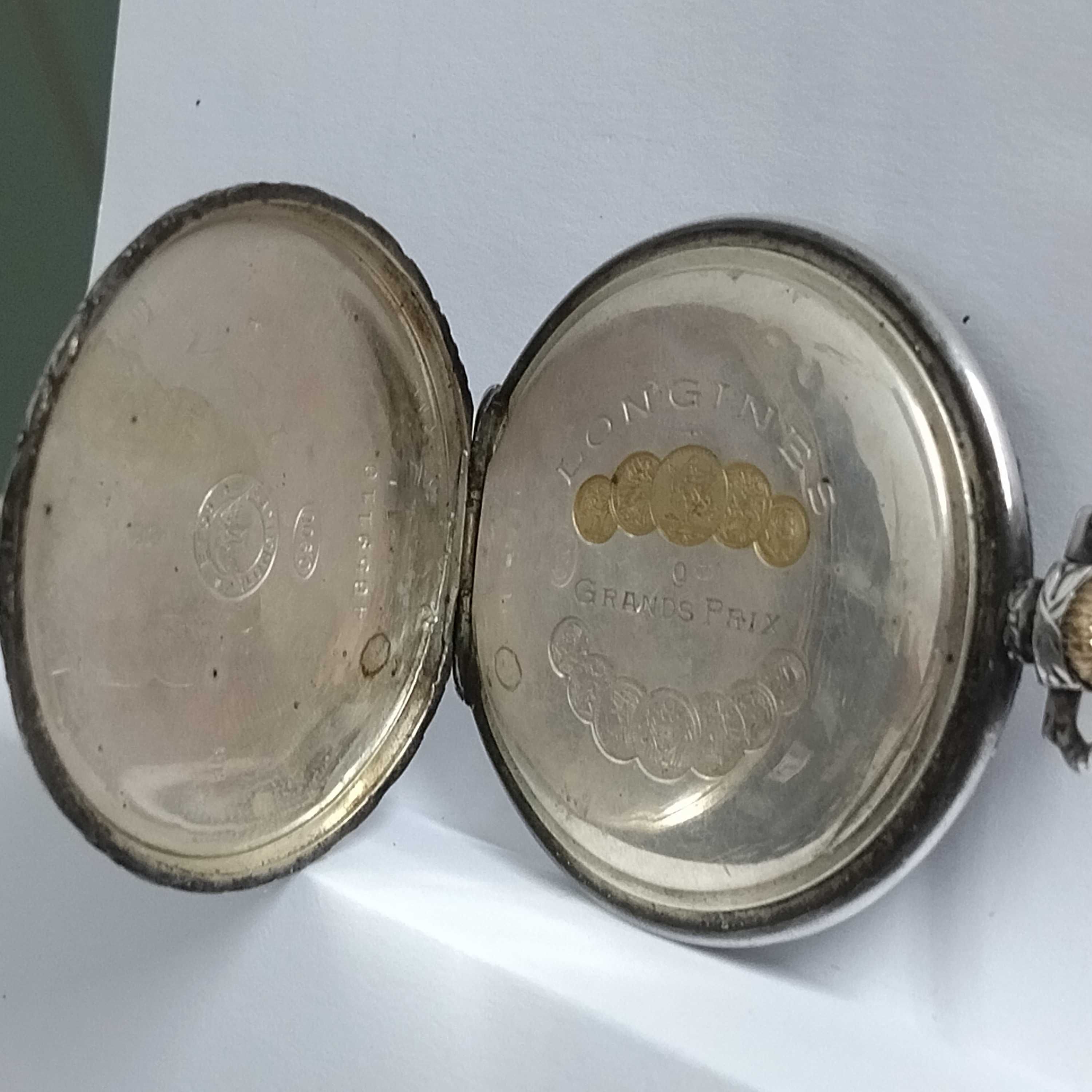 LONGINES джобен часовник, сребро/Silver 0,900, работещ, много рядък