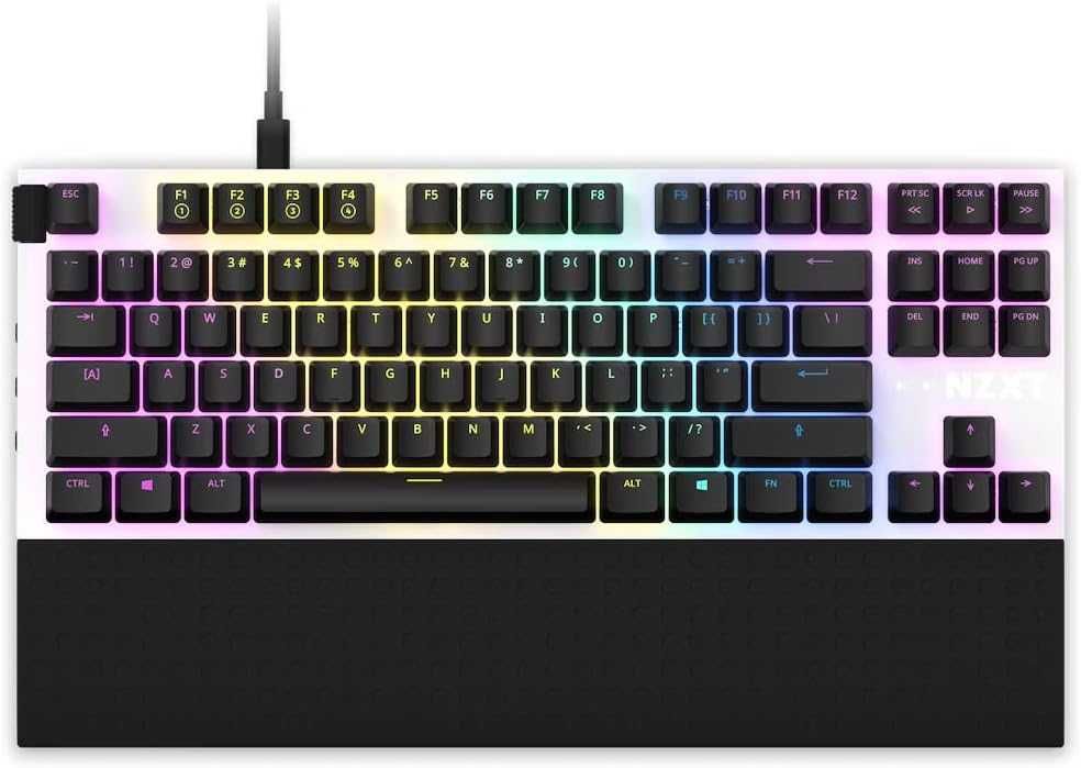 NZXT FUNCTION TENKEYLESS гейминг клавиатура, бяла, суичове Gateron Red