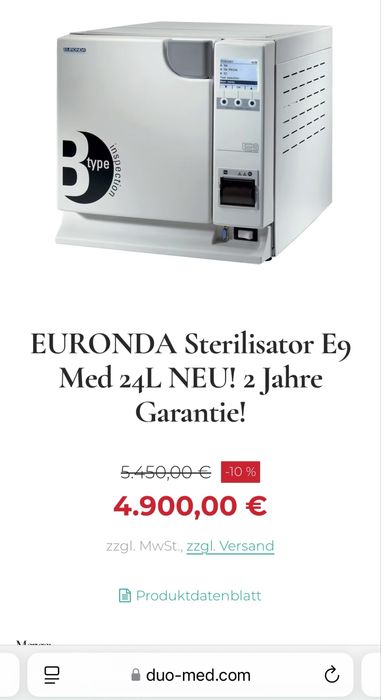 Autoclav sterilizator Euronda E9 inspection clinica stomatologie dent