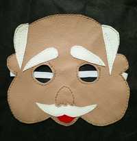 Детская маска "Дед" из сказки "Репка", кожзам, велюр, прошитая
