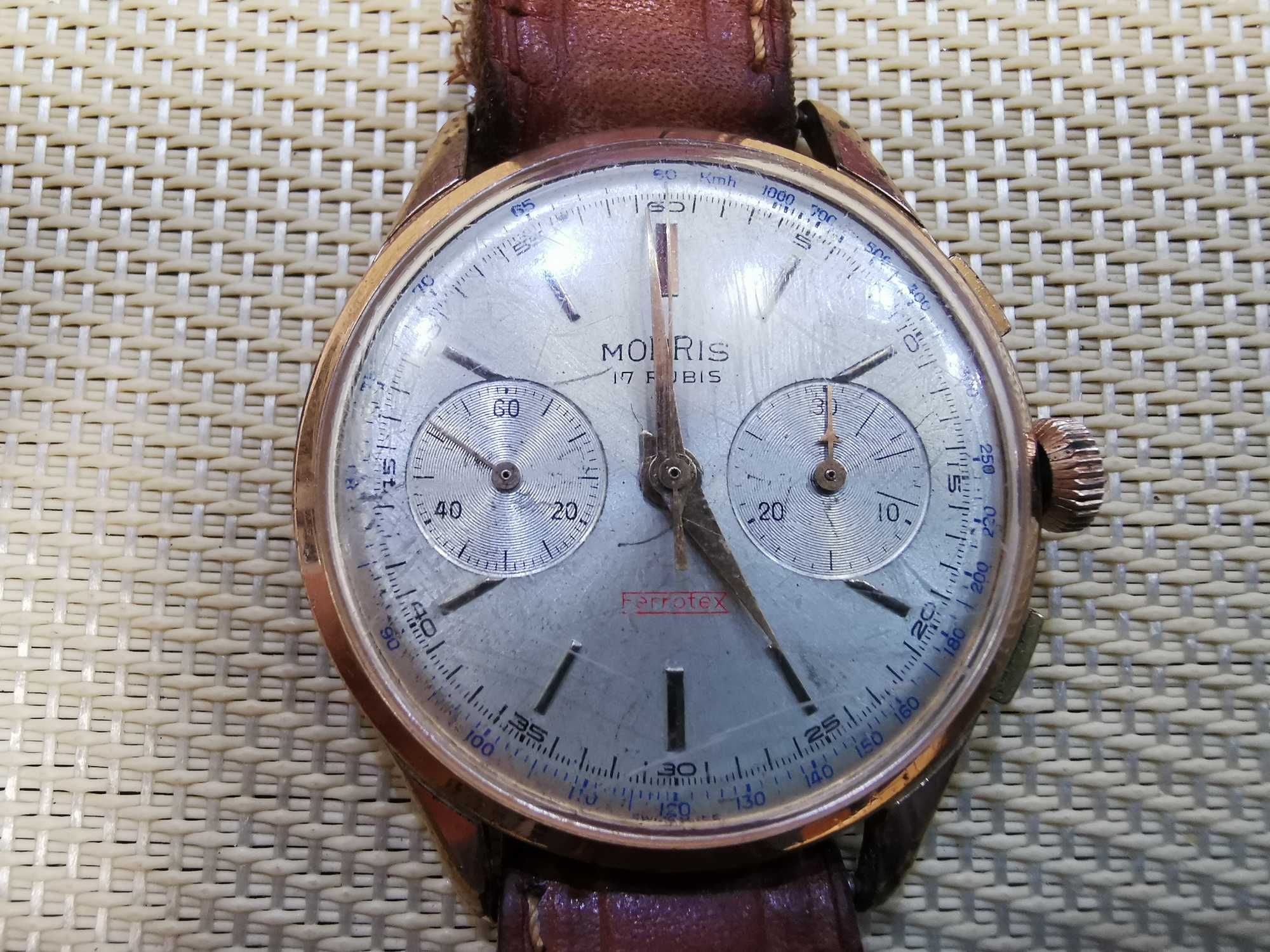 Рядък позлатен Morris ferrotex  Chronographe