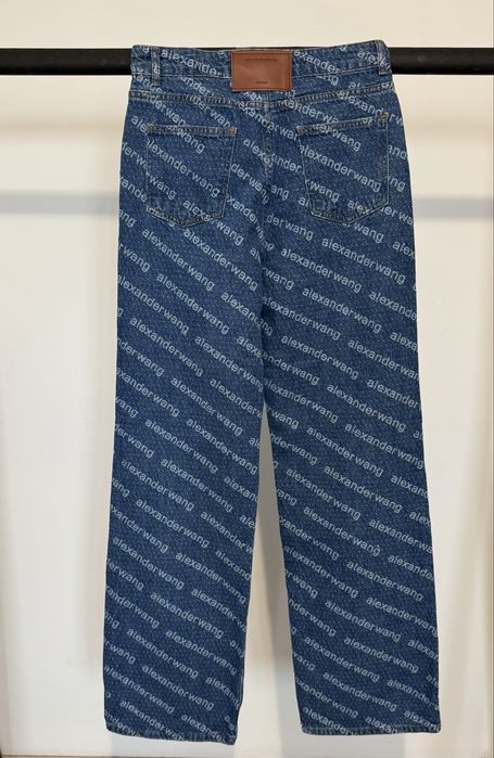 Blugi Alexander Wang logo crystal hotfix wide leg