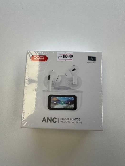 Casti Bluetooth cu Ecran Smart, Autonomie 4 Ore, ANC, 300mAh, Alb