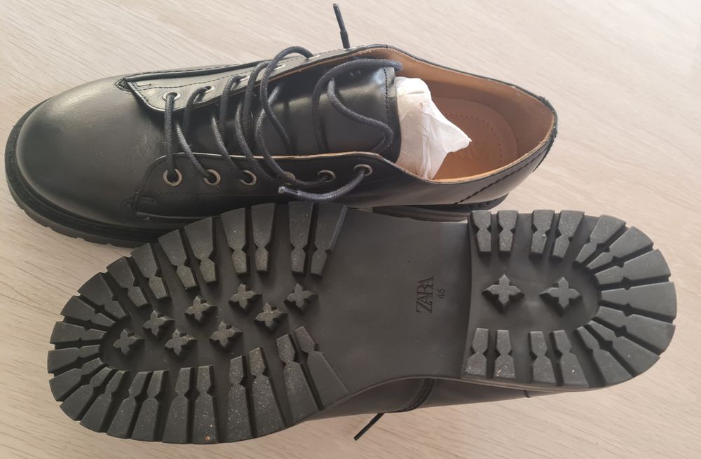 Pantofi Zara piele naturală negru 45