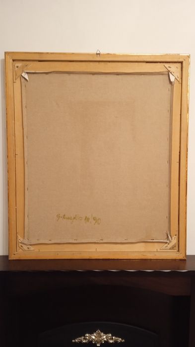 Frizer-Pictura pe panza, Italia anii 90', decor frizerie/barber shop