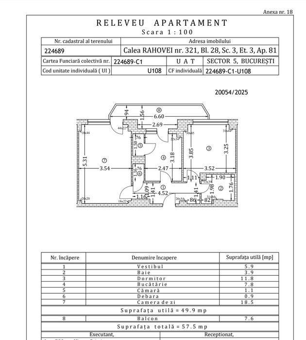 Vanzare 2 camere decomandat Rahova 321