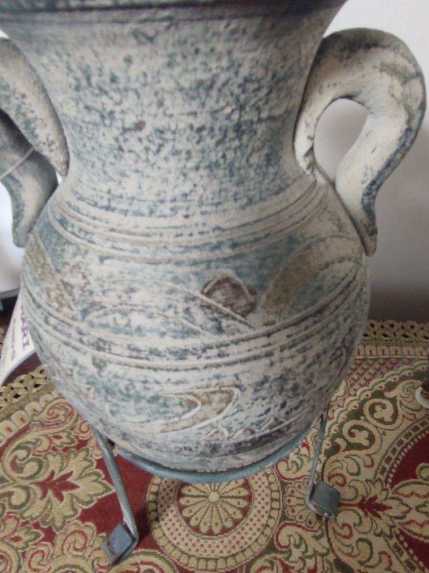 AMFORA CANARI ISLAND ceramica cu suport original si certificat h 29 cm