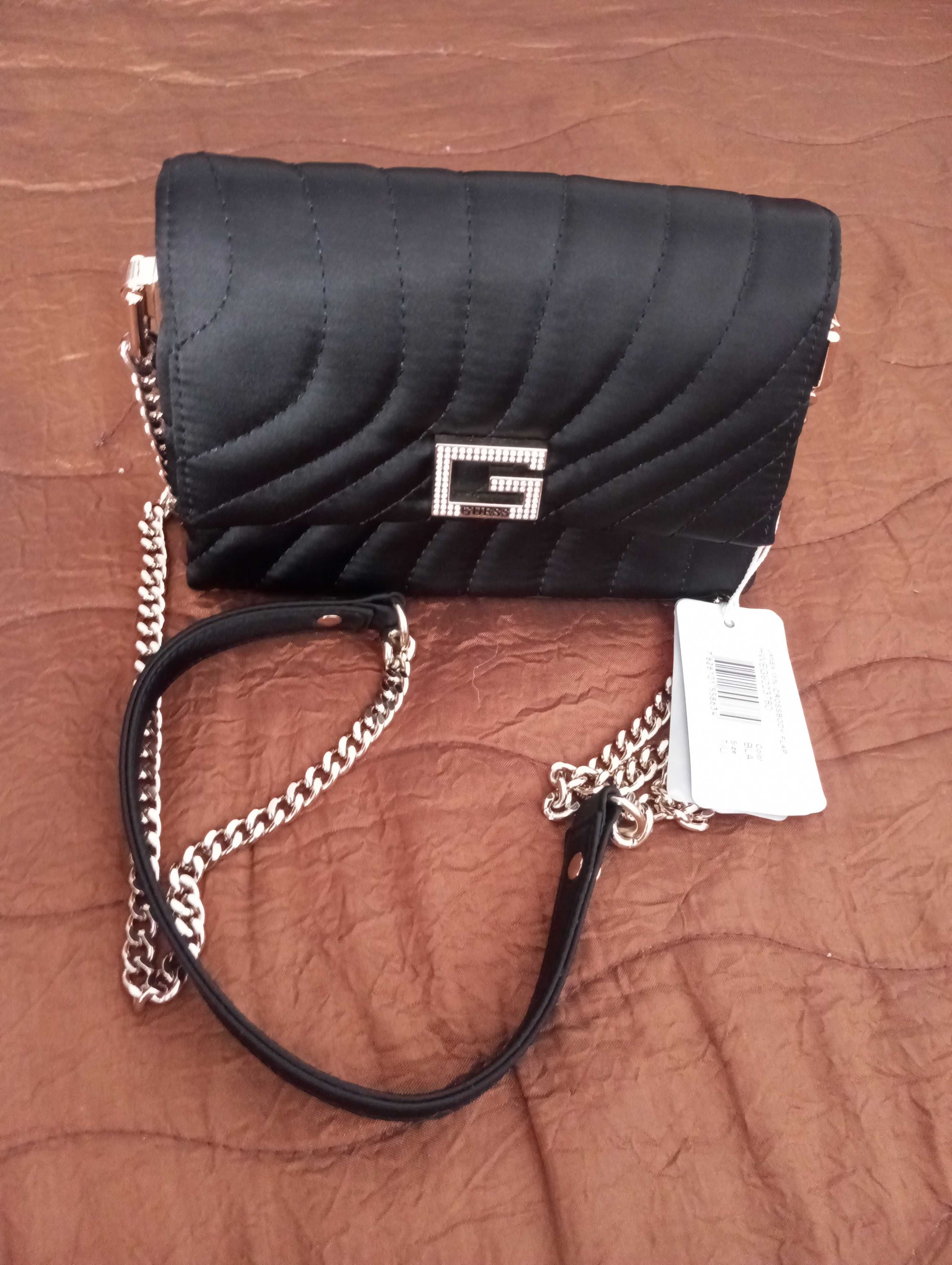 Guess Оригинална черна дамска чанта супер луксозна от Guess