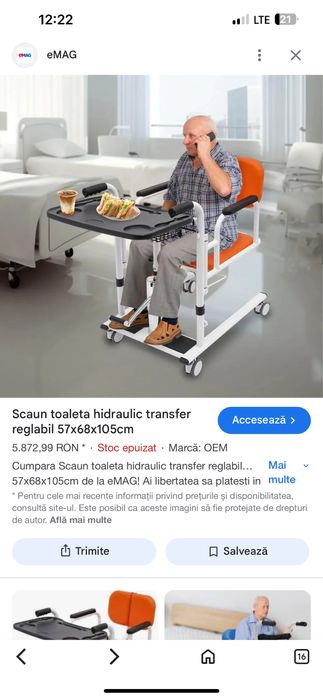 Scaun de toaleta hidraulic